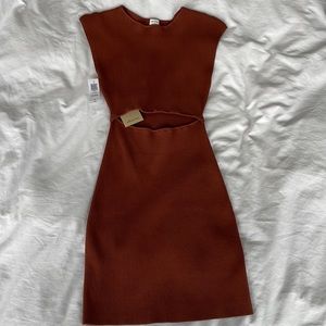 Wilfred Free/Aritzia Cut-Out Knit Mini Dress in Rich Copper